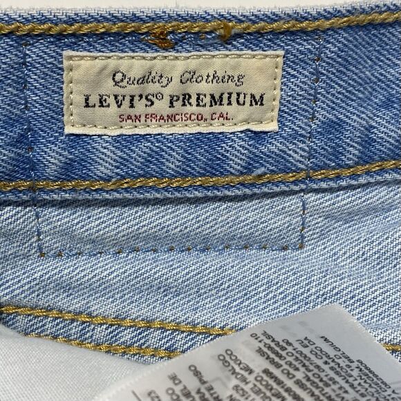 Levis 501 Cutoff Denim Jean Shorts Premium Big E Womens 32 High Rise Button-Fly - Picture 5 of 12